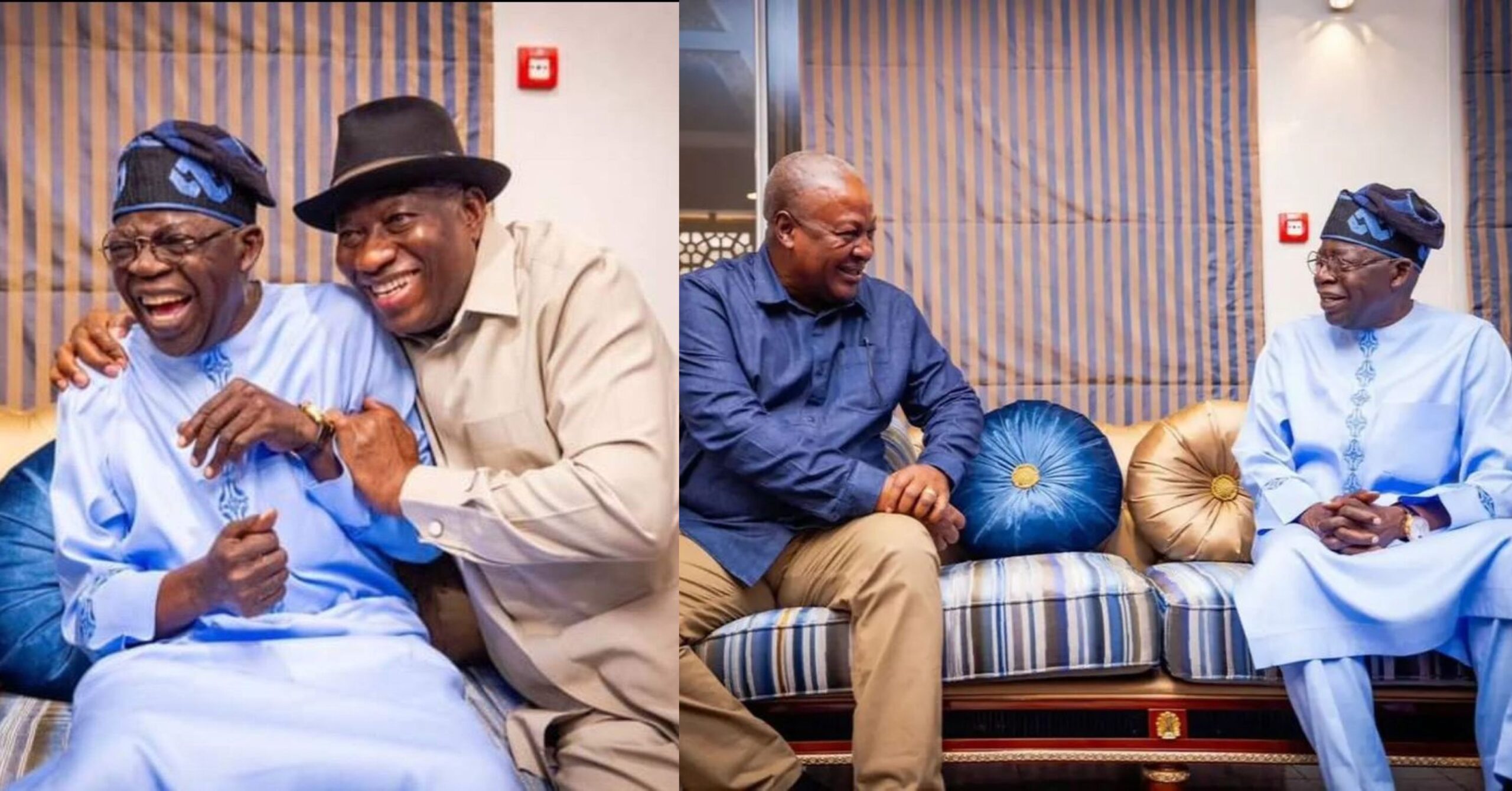 Former President of Ghana and Goodluck Jonathan visits Tinubu at his Resident in Abuja (Photos)