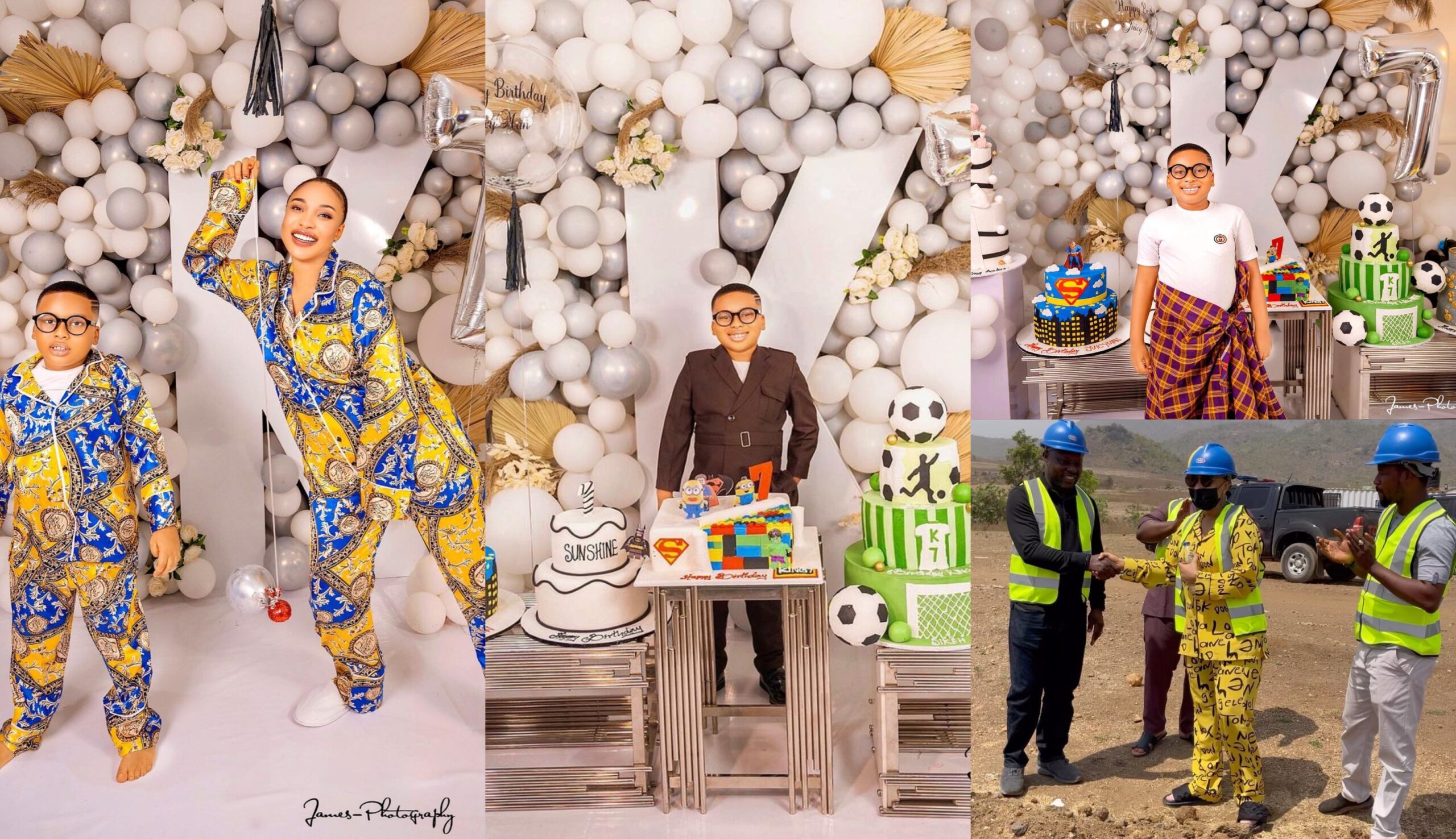 Tonto Dikeh surprises her son with 7 gigantic cake and a plot of land on his 7th birthday (Photos)