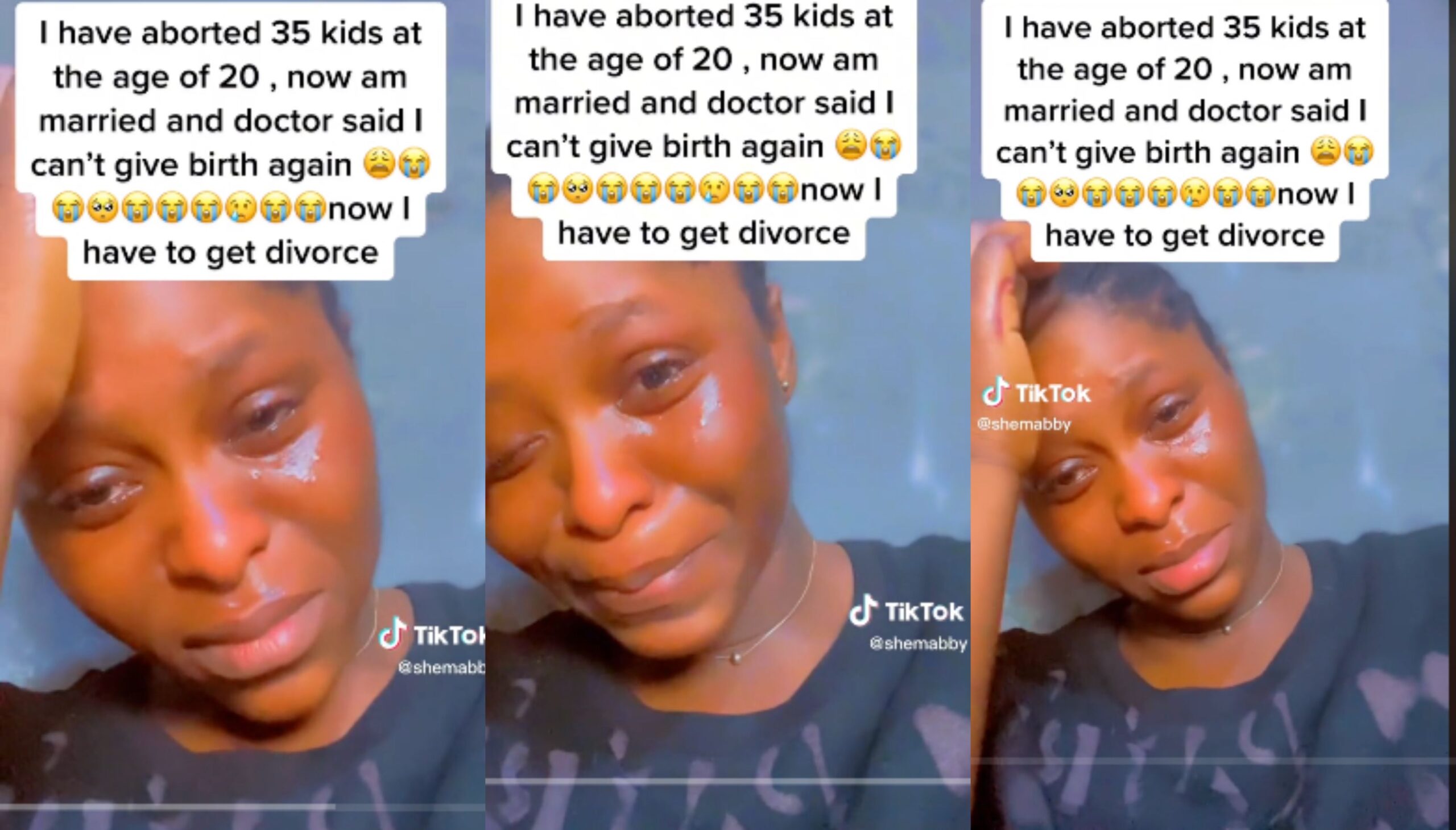 I have aborted 25 children at age 20, Doctor said I can't have a child again- Lady cries out (Video)
