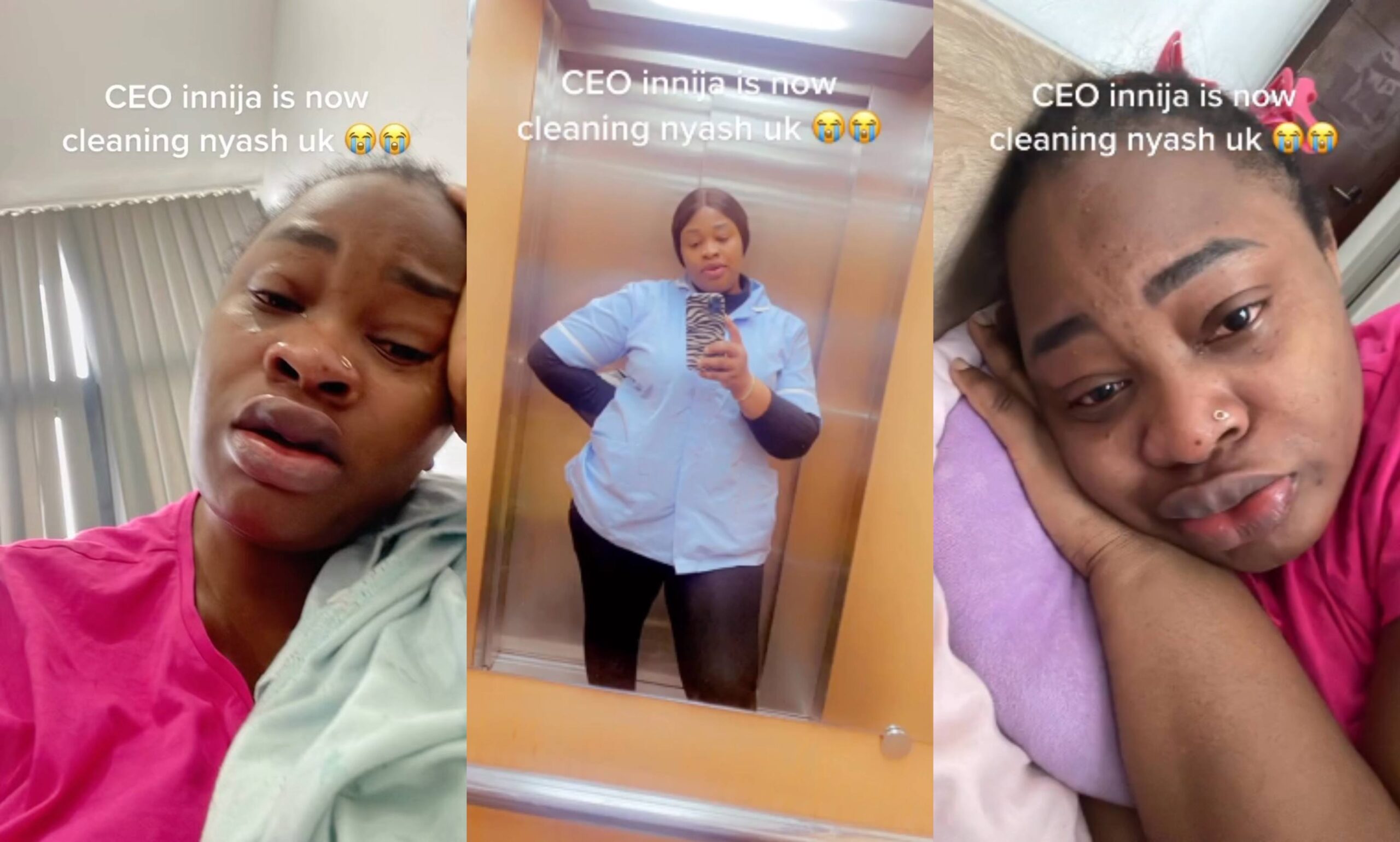 CEO is Nigeria is now cleaning Nyansh in UK- Lady cries out (Video)