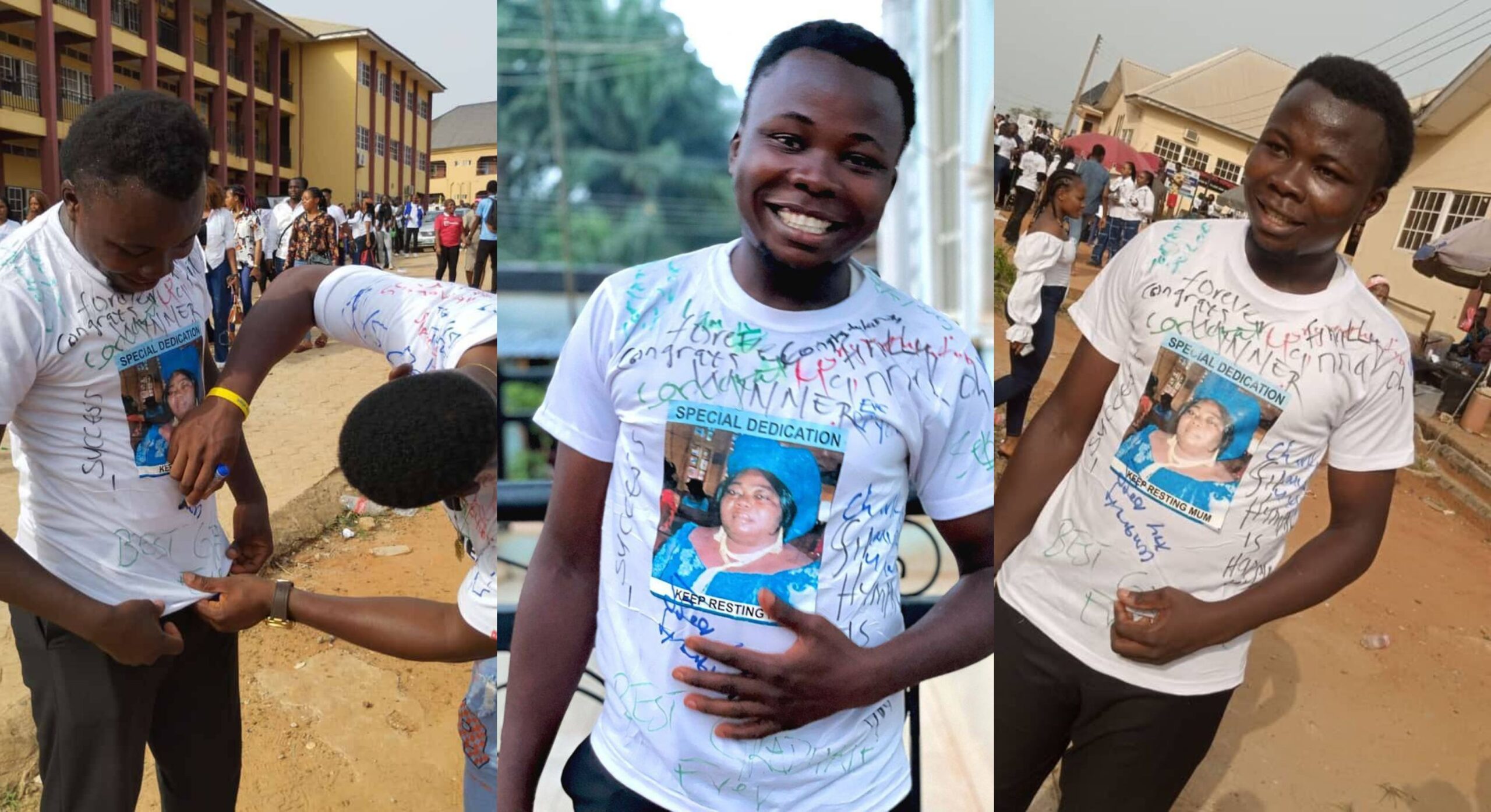 I hope you will be happy wherever you are Mom- Young nigerian man Pays Tribute to his mother as he signs out from University (Photos)