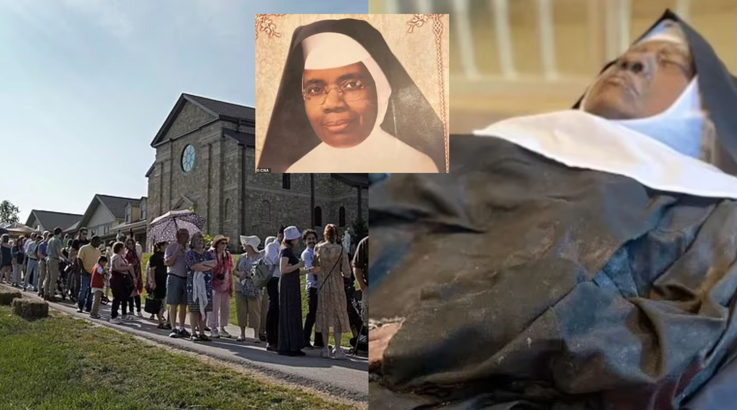 Thousands of Catholic Worshippers comes out to pray over a Miracle Nun who's body was buried 5yrs ago without signs of decay (Photos)
