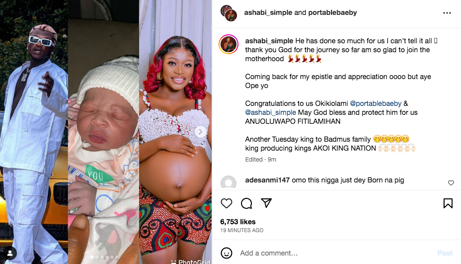 Portable and his 4th babymama welcomes their 1st child (Photos)