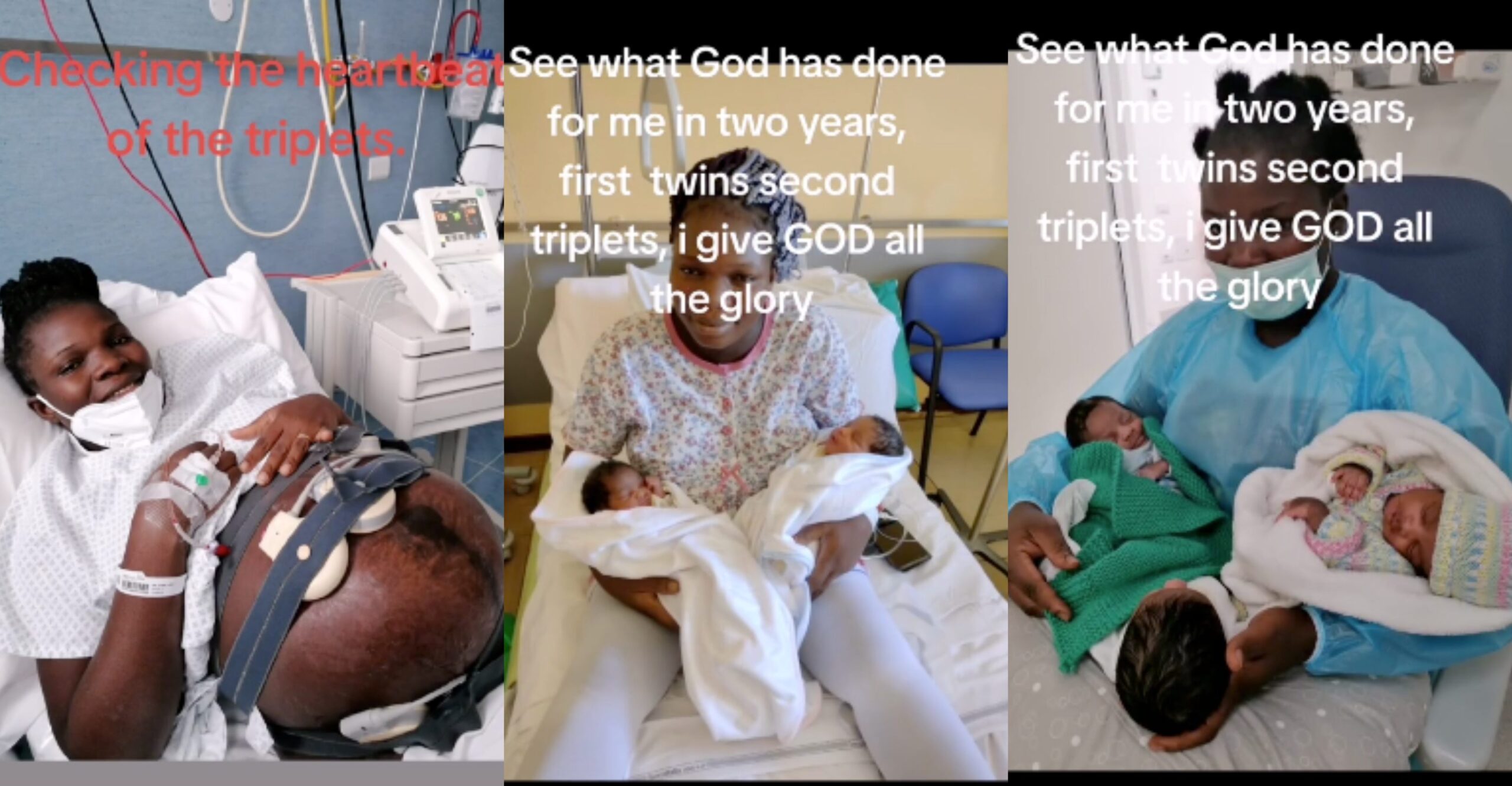 Nigerian woman welcomes triplets after blessed with Twins