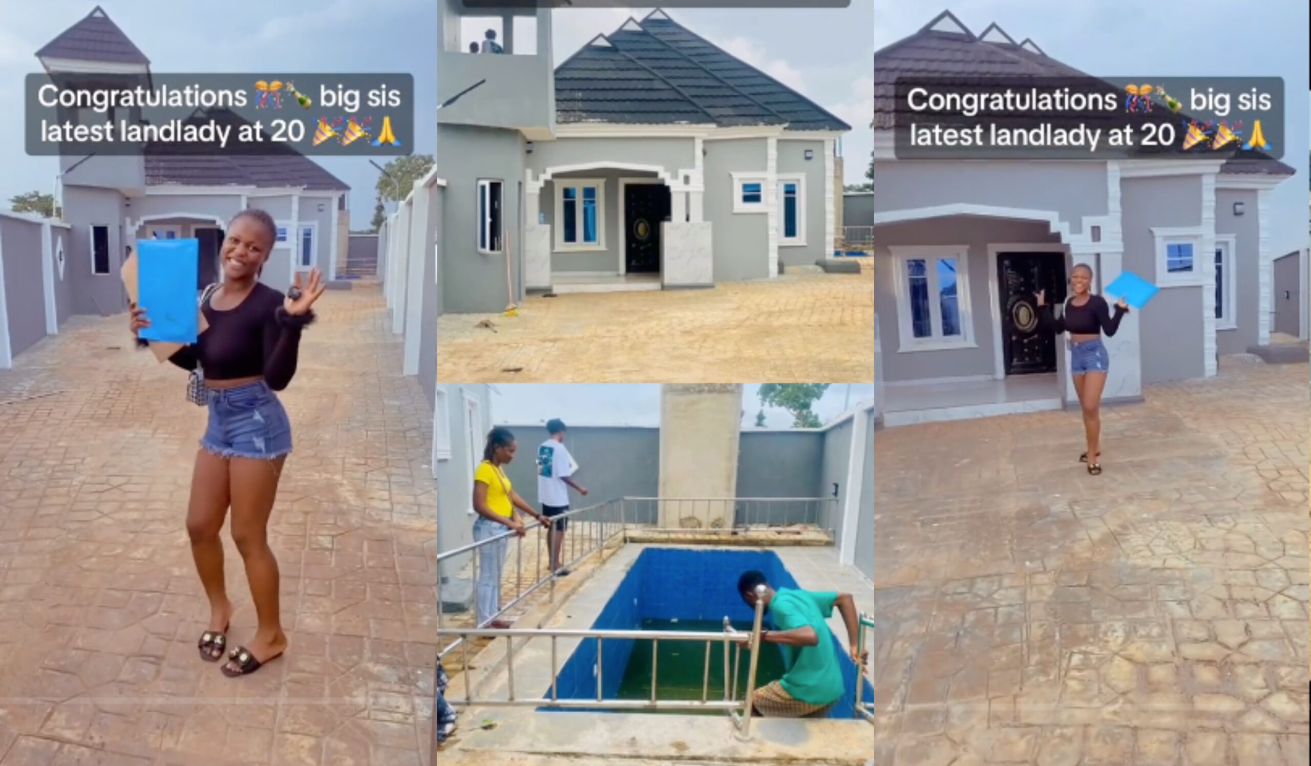 20yr old lady builds her first house (Video)
