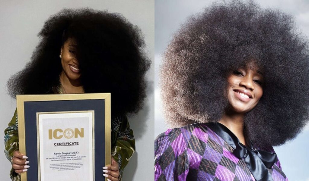 Aevin Dugas Reclaims Guinness World Record for World Largest Afro from Simone Williams