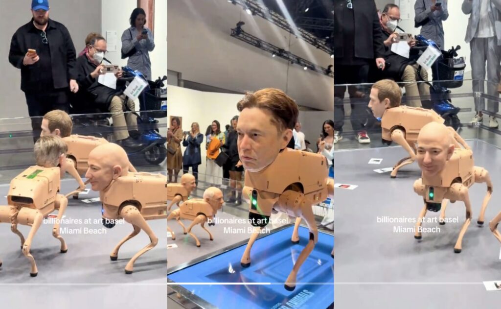 Robotic Versions of Jeff Bezos, Elon Musk, and Mark Zuckerberg Featured at Miami Art Basel Exhibition