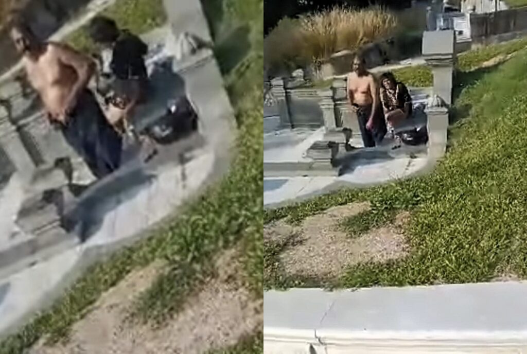 Couple Caught on Camera Engaging in Jiggy Jay at Someone grave In a Cemetery